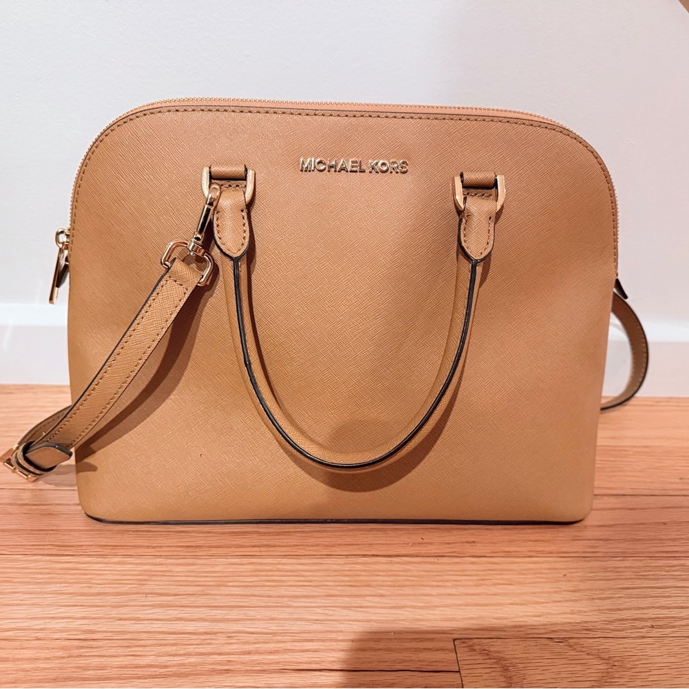 Michael Kors Caramel Saffiano Dome Satchel